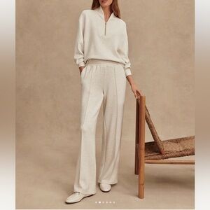 VARLEY The Wide Leg Pant 30" Ivory Marl Small Doublesoft